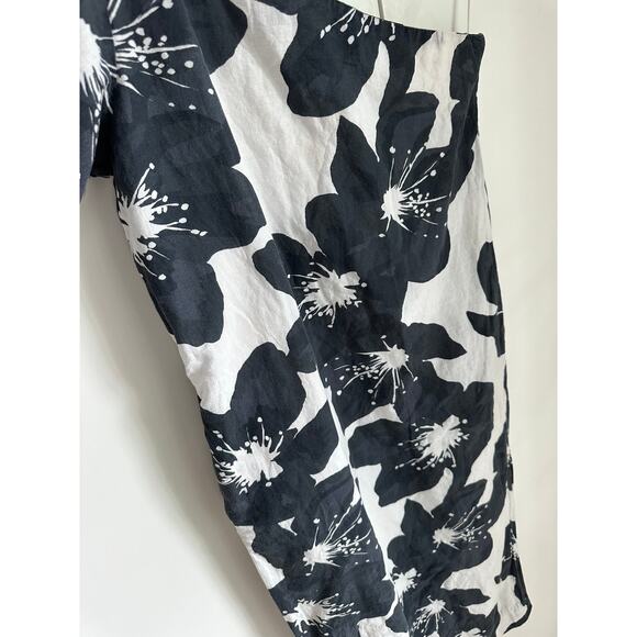 Something Navy Linen One Sleeve Midi Dress Floral Print Size Small Summer Vaca - Picture 10 of 13